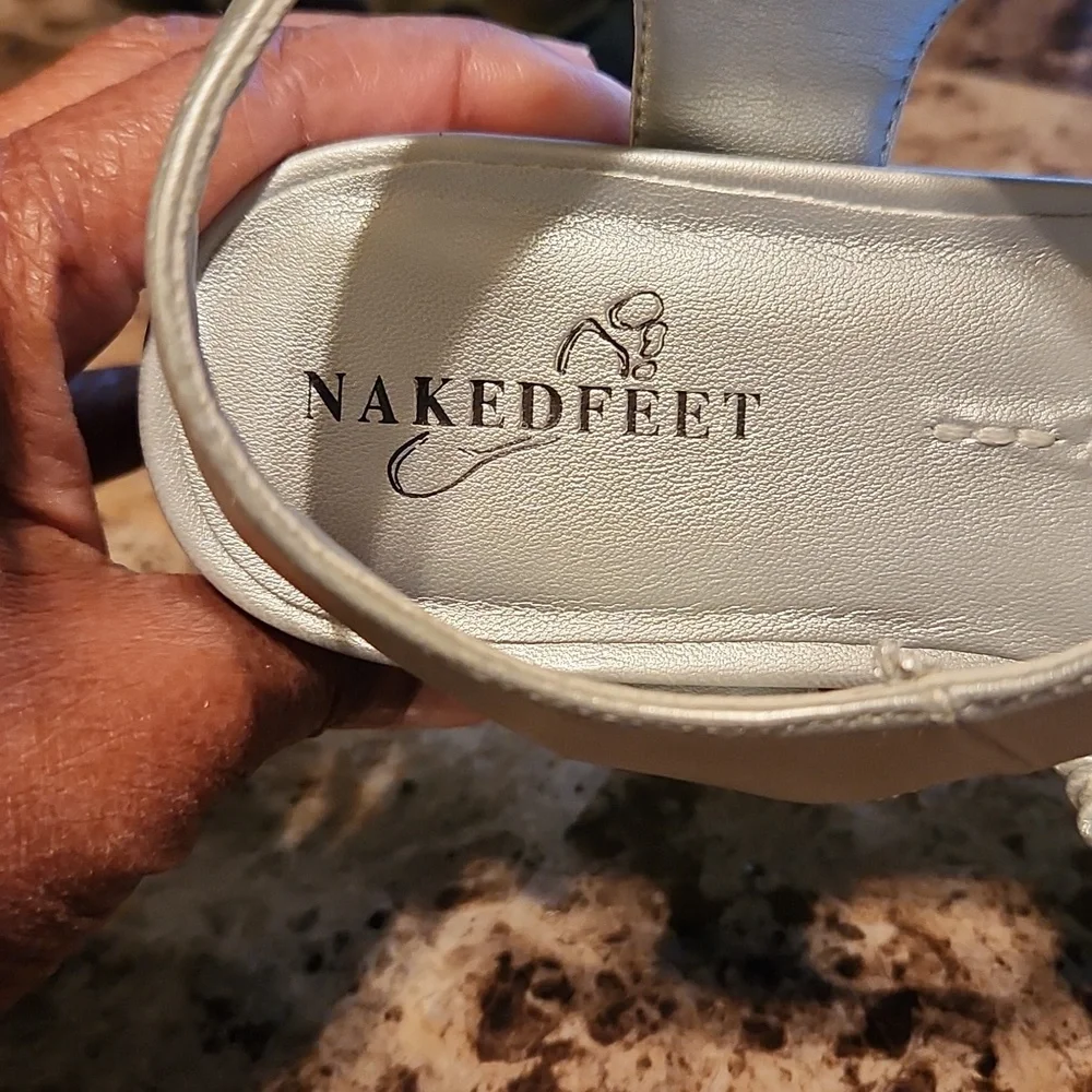Naked Feet Metallic Silver Platform Sandals